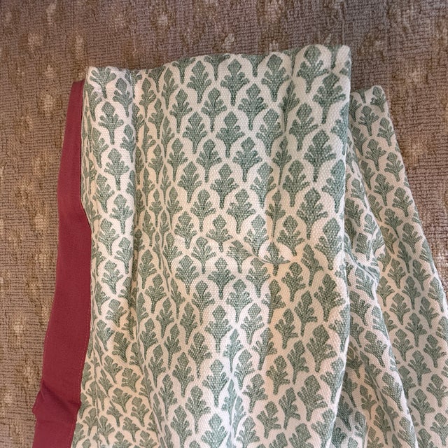 Boho Chic Pair Charming Block Print Panels With Trim; 2 Pair Available For Sale - Image 3 of 9