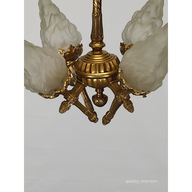 Antique Darling 4 Arm 4 Light Glowing Ribbons and Bows Flame Torch Chandelier For Sale - Image 17 of 17