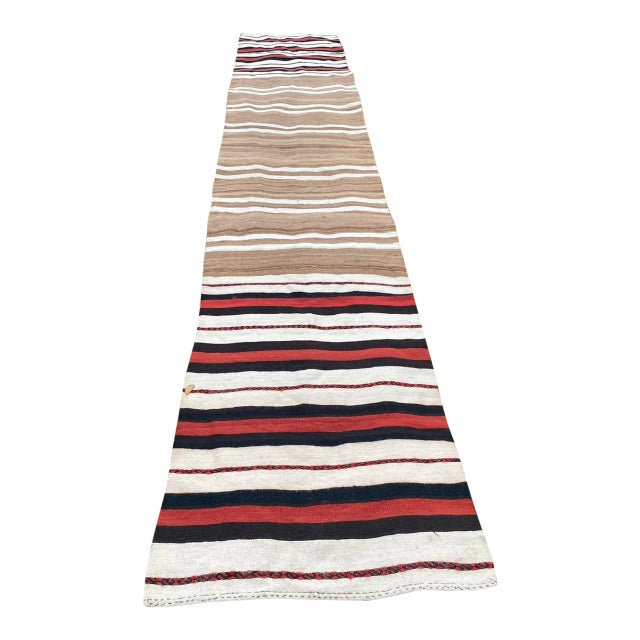 Turkish Vintage Caucasian Long Kilim Runner Rug For Sale