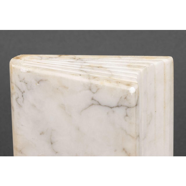 Modern Modern White Marble Book Form Bookends, Pair For Sale - Image 3 of 8