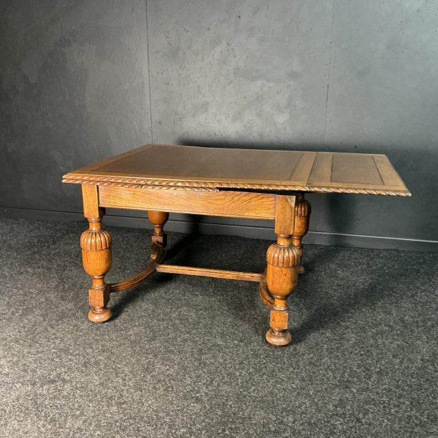 Antique Oak Extending Draw Leaf Table, 1925 For Sale - Image 4 of 8