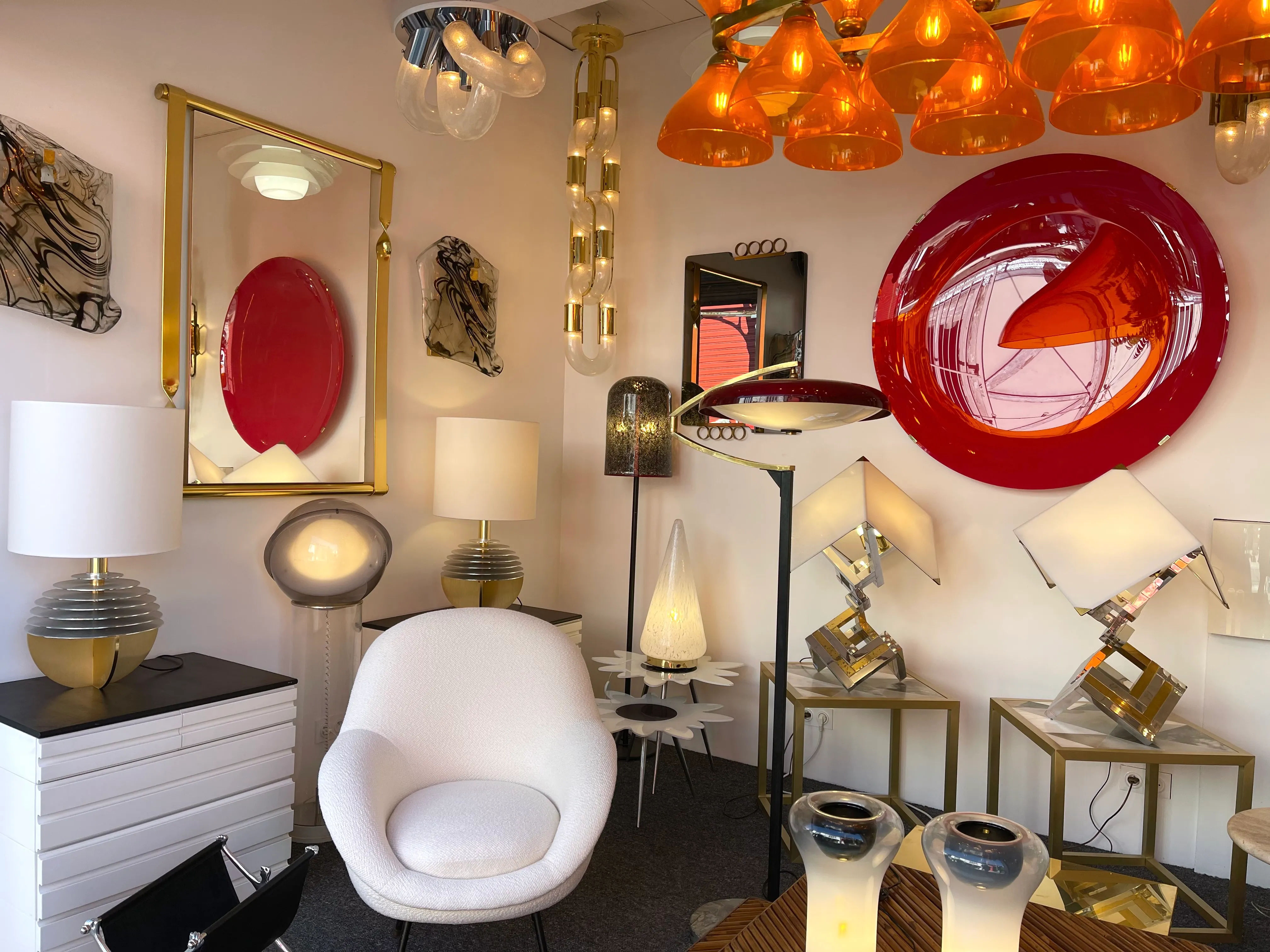 Brass Chandelier Chain Murano Glass by Aldo Nason for Mazzega