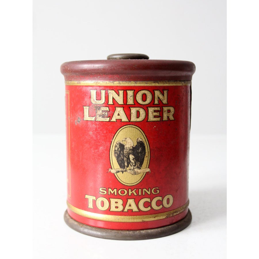 union leader tobacco tin Antique Union Leader Tobacco Tin Canister