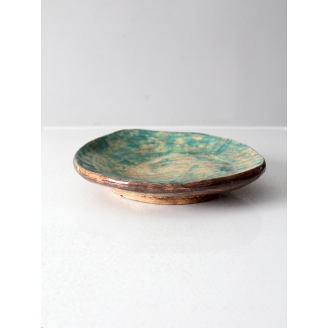 Ceramic Vintage Coastal Freeform Studio Pottery Platter For Sale - Image 7 of 11