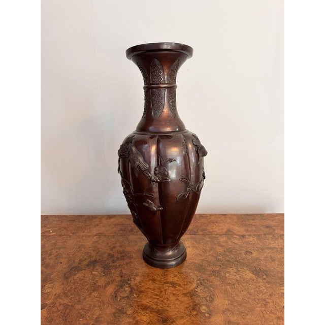 Large Antique Japanese Bronze Vase, 1900 For Sale - Image 4 of 7