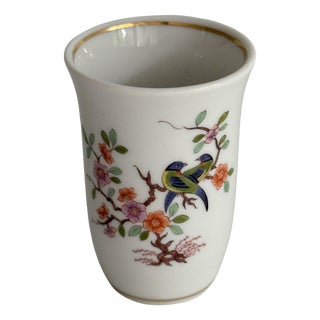 Indian Floral and Bird Painting with Gold Mini Vase from Meissen, 1994 For Sale