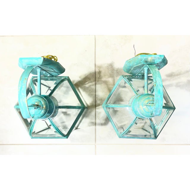 Elegant Pair of Vintage Brass Wall Lanterns - 22”x 9”.5 X 10” For Sale - Image 16 of 16