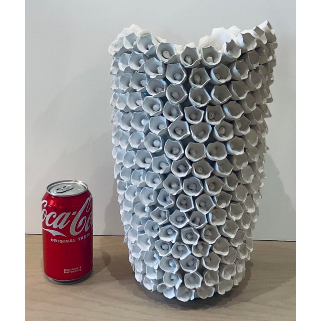 Timeless Organic Modern Textured White Vase, showroom floor sample