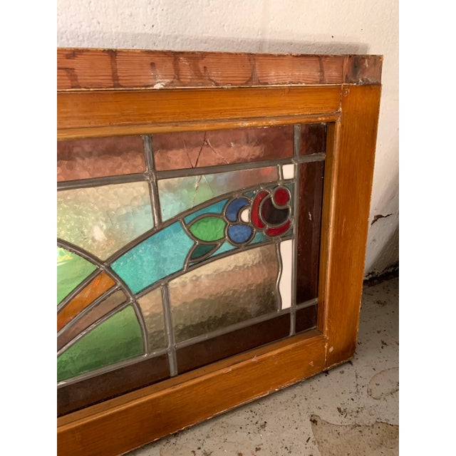 Mid 20th Century Rose Pattern Long Stained Glass Window Chairish