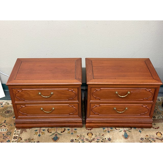 Traditional Rosewood Vintage Nightstands, Pair For Sale - Image 3 of 12
