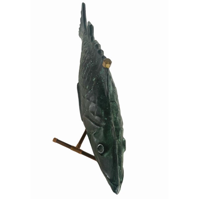 Antique American Patinated Copper Fish Weathervane on Custom Display Stand For Sale - Image 9 of 10