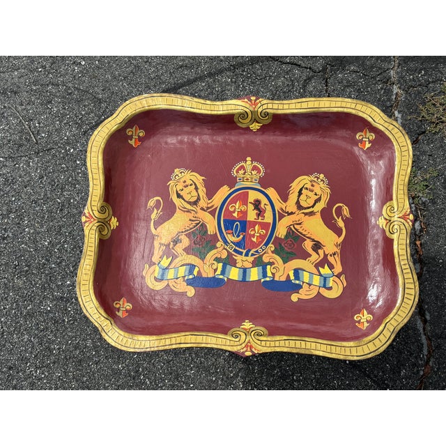 Late 20th Century British Royal Family-Inspired Crested Artisan Finished Tray Table For Sale - Image 9 of 13