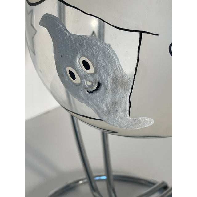 Shabby Chic 1970s Jumbo Halloween Blown Glass Handpainted Ornament For Sale - Image 3 of 3