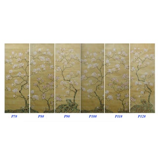 36" * H108"/Panel * 6ps,Brown-Yellow Magnolia Wallpaper, Magnolia‌ Wallpaper Mural, 6 Panels For Sale
