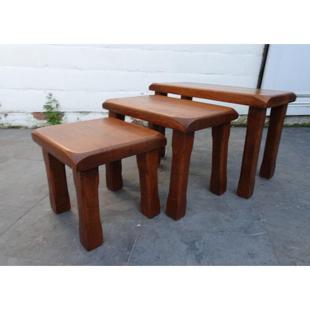 Vintage Brutalist Nesting Tables, Set of 3, in Good conditions. Designed 1960 to 1969