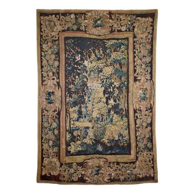 Baroque Forest View with Birds Tapestry For Sale