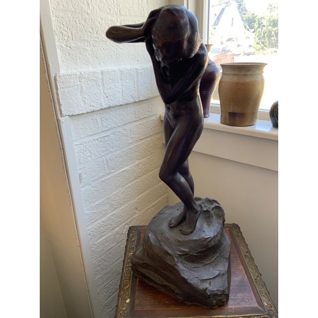 Bronze figural sculpture signed Nanna Mathews Bryant (1871-1931), a Boston sculptor. Cast at the Gorham Foundry. 21”...