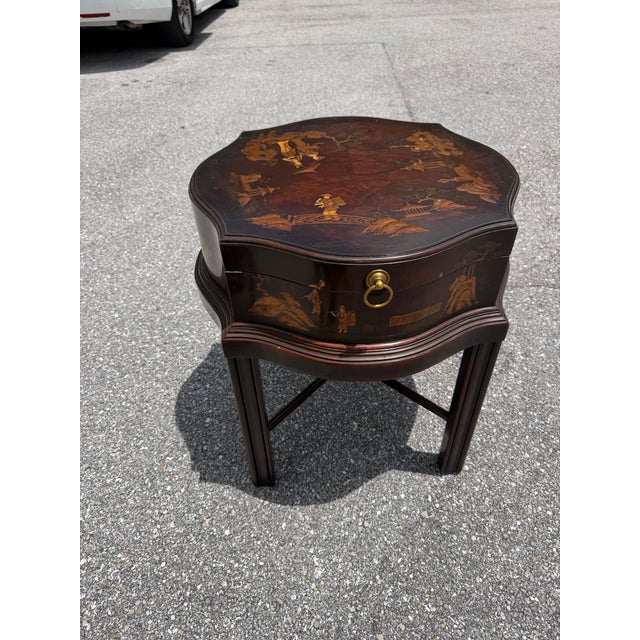 Brown Theodore Alexander Indochine the Floral Painted Box Accent Table For Sale - Image 8 of 13