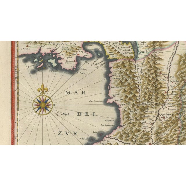 17th Century Antique Map of New Granada & Popayán from Blaeu, 1642 For Sale - Image 5 of 10