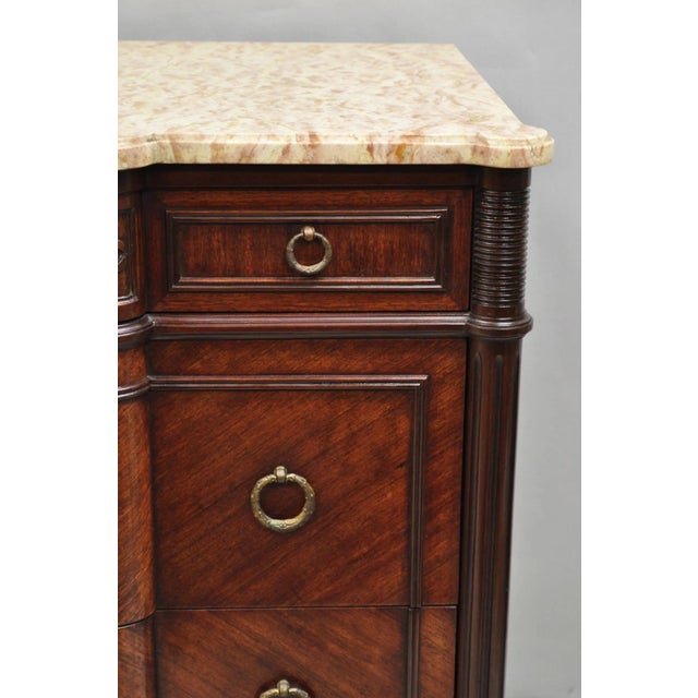 Antique French Louis XVI Maison Jansen Style Mahogany Marble Top Dresser Commode For Sale - Image 11 of 16
