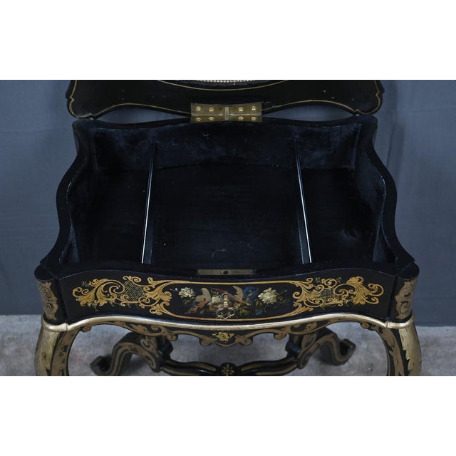 Black Napoleon III Painted Wooden Worktable, Mid-19th Century For Sale - Image 8 of 18