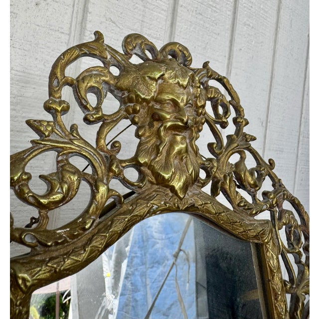 Antique Bronze Ornate Gone With the Wind Standing Dresser Vanity Makeup Table Mirror For Sale - Image 4 of 12
