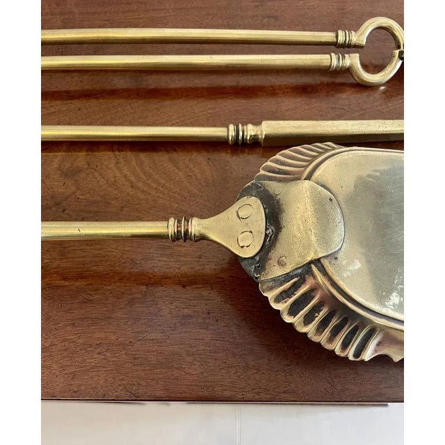 Antique George III Brass Fire Irons, 1820s, Set of 3 For Sale - Image 10 of 11