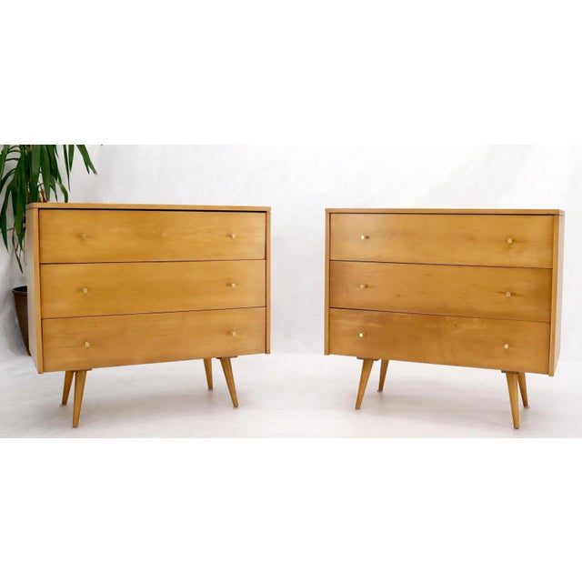 Mid 20th Century Pair of Refinished Paul McCobb Three Drawers Dressers Planner Group Tapered Legs For Sale - Image 5 of 13
