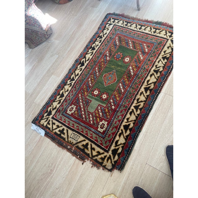 Mid 19th Century Antique Caucasian Borchalu Kazak Rug Wool Handmade 4.1' X 6.2' - Circa 1860s For Sale - Image 5 of 11
