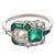 Contemporary Early 20th Century Art Deco Style Diamond Emerald Platinum Toi Et Moi Ring, Size 7 For Sale - Image 3 of 6