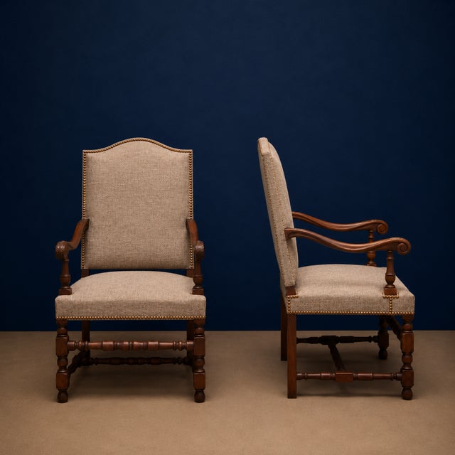 Late 19th Century French Walnut Henry Du Style Chairs (Set of 2) For Sale - Image 4 of 6