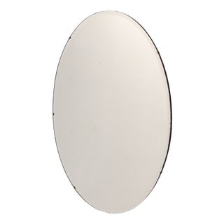 Large Oval Frameless Mirror, 1950 For Sale