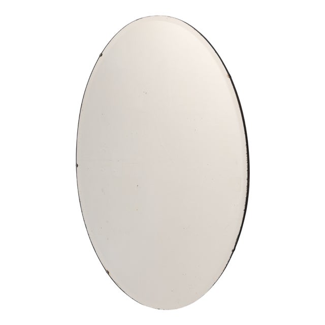 Large Oval Frameless Mirror, 1950 For Sale