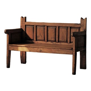 Folk Art Mountain Bench in Wood, Spain, 19th Century For Sale