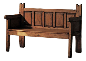 Folk Art Mountain Bench in Wood, Spain, 19th Century