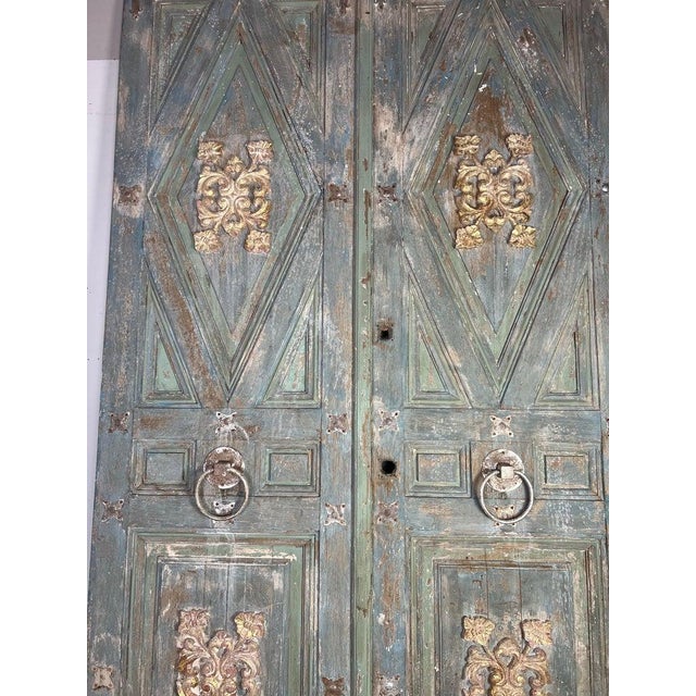 1900 - 1909 Pair of Italian Painted & Parcel Gilt Doors C. 1900 For Sale - Image 5 of 17