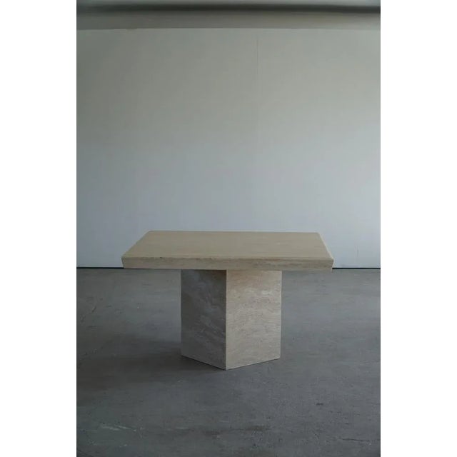 Ivory Vintage Scandinavian Square Dining Table in White Marble, 1980s For Sale - Image 8 of 13