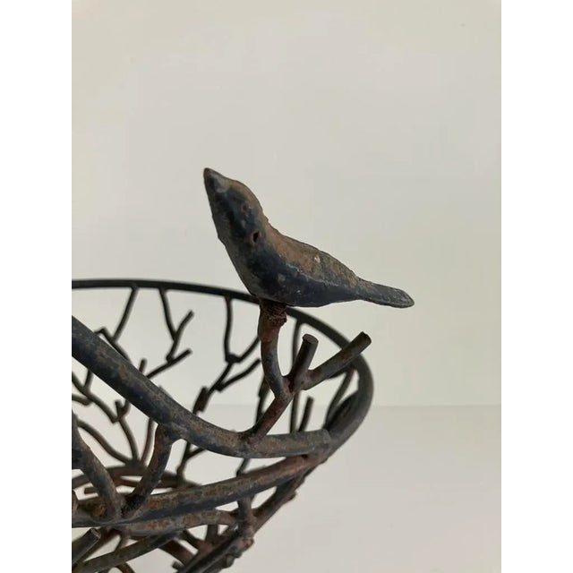 Metal Vintage Wrought Iron Bird & Branch Basket For Sale - Image 7 of 8