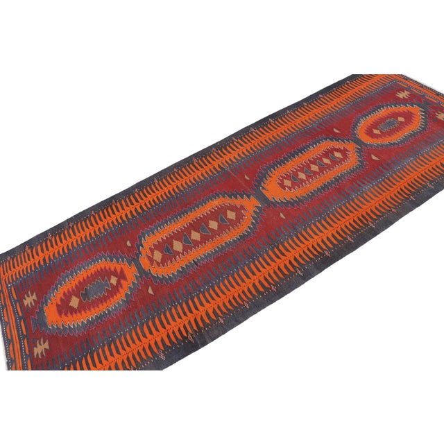 Traditional Vintage Persian Karadagh Kilim in Red & Orange-Blue Medallions by Rug & Kilim For Sale - Image 3 of 7