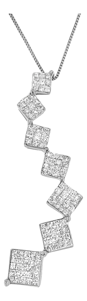 10K White Gold 1 cttw Diamond Snake Curved Pendant Necklace (H-I, I1-I2)