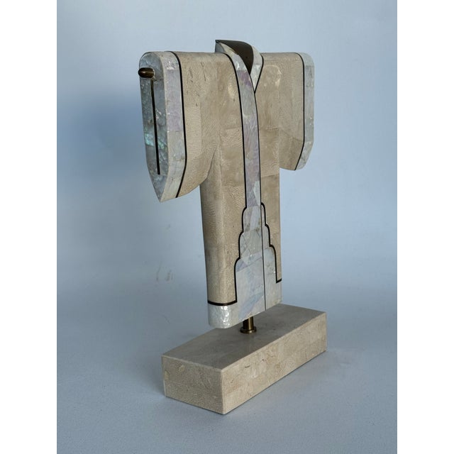 Brass Vintage 1980's Tessellated Stone & Brass Decorative Kimono Sculpture by Maitland Smith For Sale - Image 8 of 11