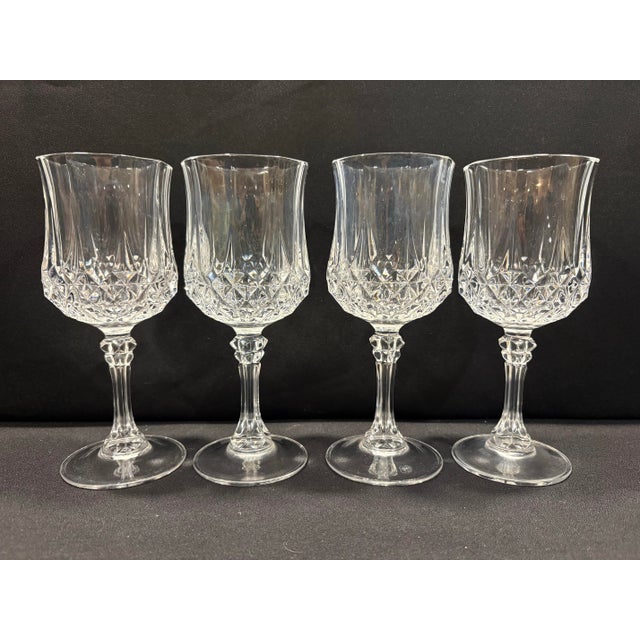 Glass Late Twentieth Century Cristal D’Arques Lead Crystal Pitcher and Four Wine Glasses in the Longchamp Pattern For Sale - Image 7 of 10