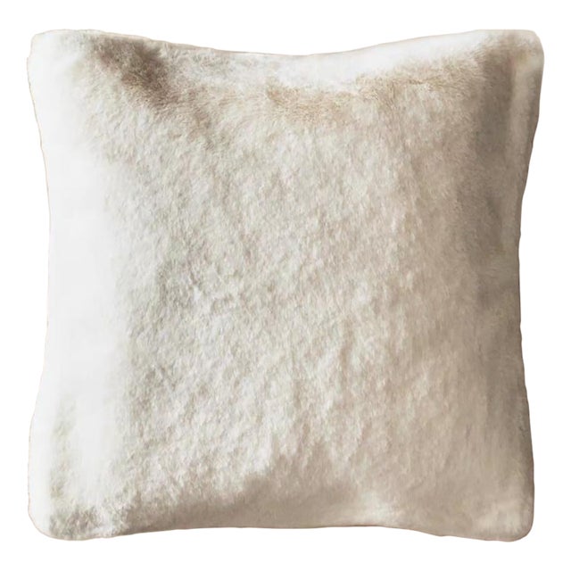 European Solid Color Faux Fur Pillow -18 Inches For Sale