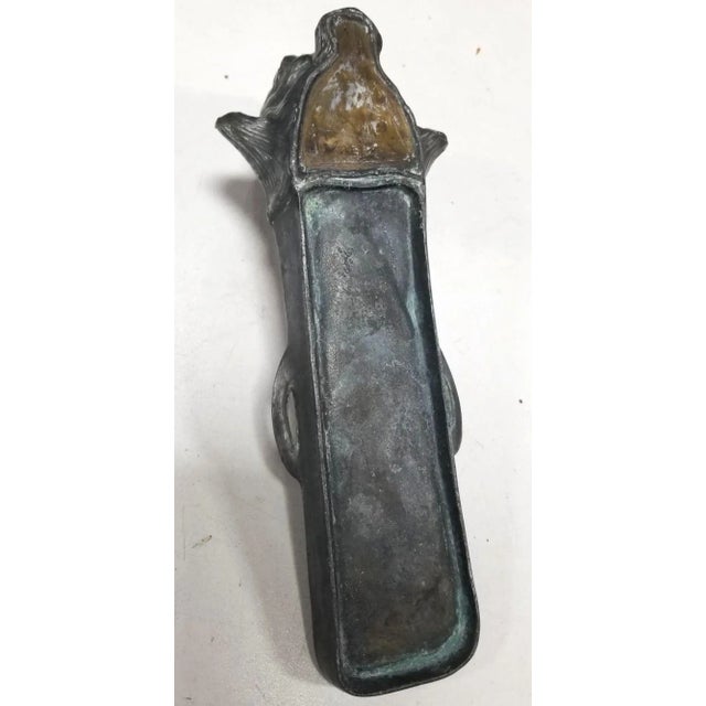 Metal Early Century Art Nouveau Ink Well and Pen Holder For Sale - Image 7 of 8