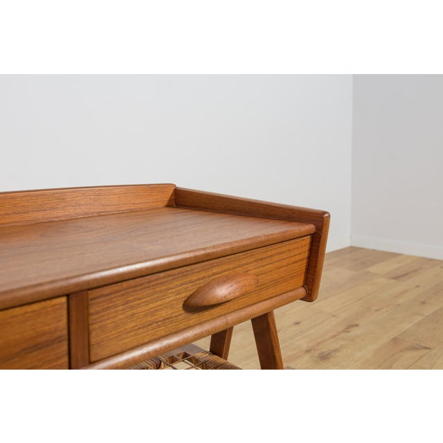Mid-Century Teak and Rattan Console Table from Søren Rasmussen, Denmark, 1960s For Sale - Image 12 of 17