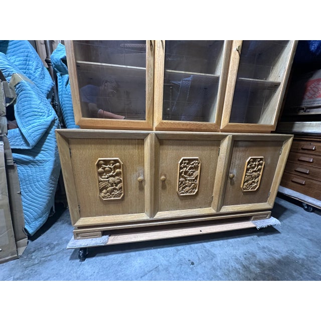 James Mont Oak Chinoiserie China Cabinet For Sale - Image 9 of 15