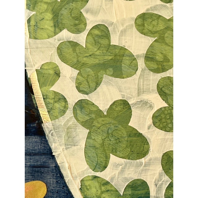 Ginger Jar with Celadon Flowers (2022) Original Mixed-Media Collage & Acrylic on Cradled Wood Panel by Richard Hutter...