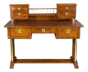 Antique Biedermeier Writing Desk with Combination Brass, 1840s