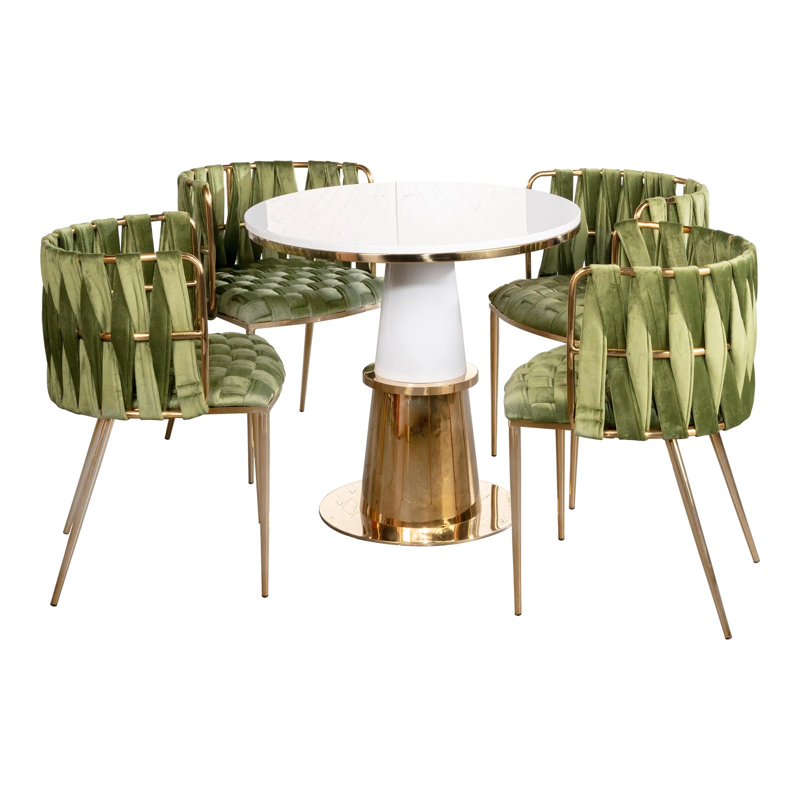 Vanessa Dining Table with Green Chairs Set of 5 Chairish