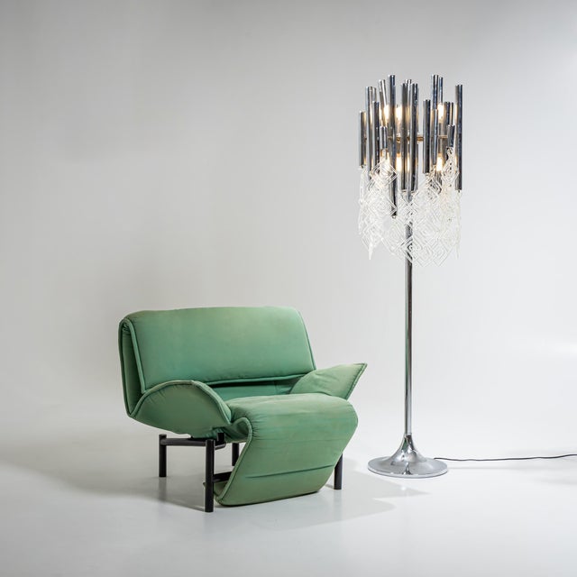 Mid 20th Century Modern Floor Lamp with Glass Drops, 20th Century For Sale - Image 5 of 8